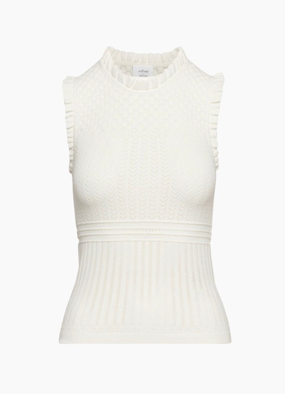 Aritzia Wilfred Women's Sleeveless Cannes Top Pointelle Knit White Size Small